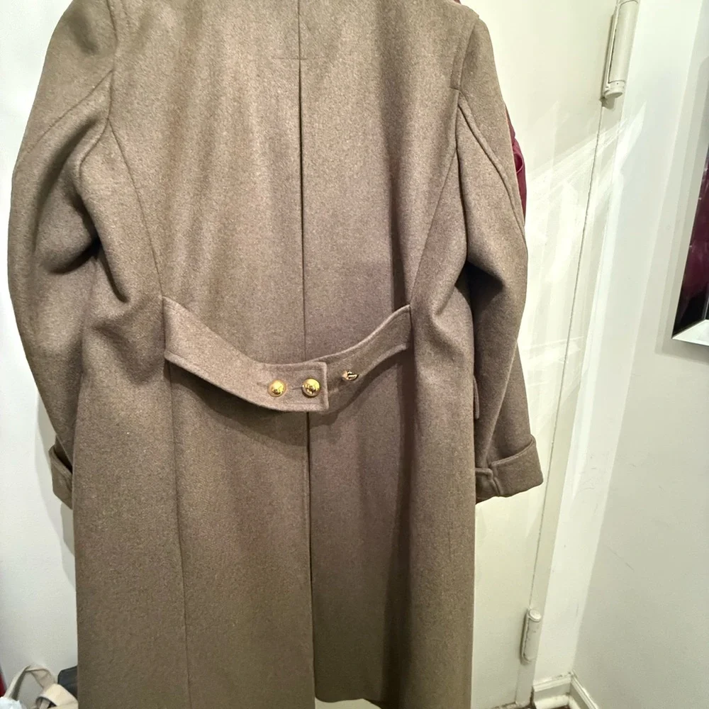 Todd Snyder Olive Military Coat with Gold Buttons & shearling Collar - Picture 12 of 16